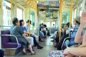 Inside the Enoden train