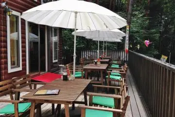 Outdoor seating at a cafe