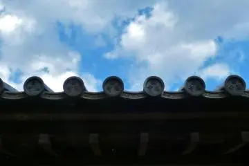 Blue sky and the roof of the temple gate