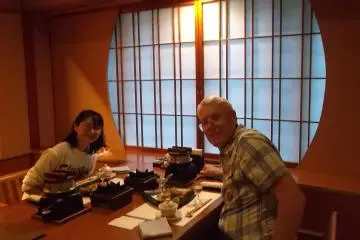 Rey & Miwa at dinner