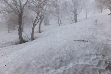 The trail has disappeared in deep snow at  Station 7