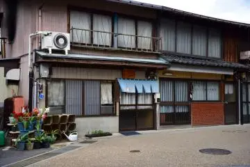 Blue cloths on storefronts