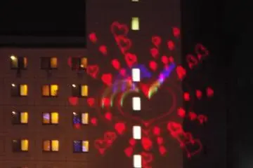 Ring the bell at the heart display and it projects onto the hotel