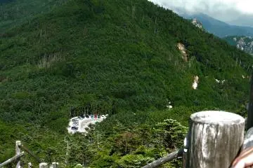 Looking down on the carpark area