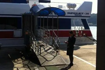 The Super Jet tied up at Hiroshima Port