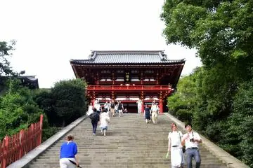 Looking up at the Main Hall from the base of the stone steps