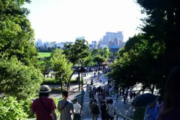 Many people were heading toward Shinobazu pond, not to enjoy lotus, but to catch Pokemon characters!