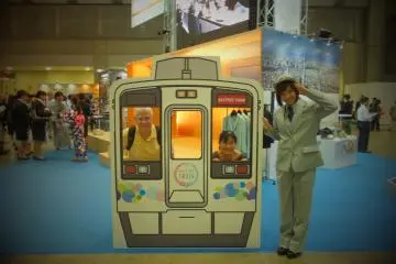 Travel expo showing train to Skytree