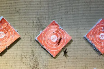 Shuriken ninja star throwing range at the Shinobiya ninja goods store.