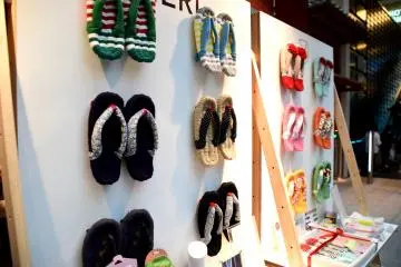 Traditional Japanese sandals on display