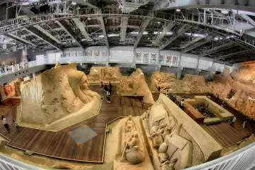 The sand sculptures are bigger than life size