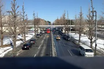 <p>The view taken at the same bridge over the street during winter&nbsp;</p>