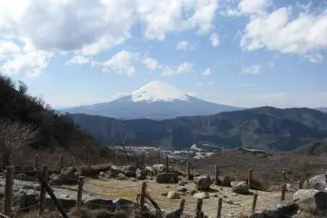 The view of Mt. Fuji from Owakudani Station