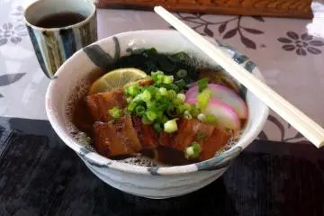 Anago soba—noodles with eel