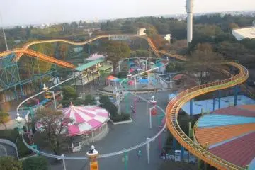 Bird's eye view of the park, photographed from the top of the ferris wheel.