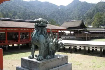 Komainu guarding Itsukushima jinja of Miyajima