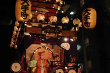 Float at the Kawagoe Matsuri at night-time