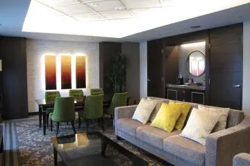The lounge area of the royal suite