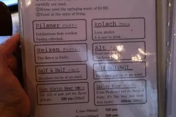 The beer menu