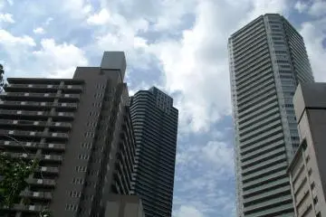 Tall houses stand side by side with small ones