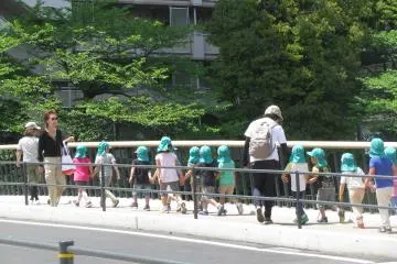 Kindergarteners on a walk