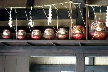 Kamidana (home Shinto altar) with Darumas