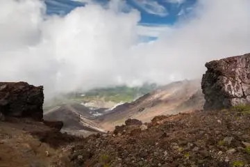 Looking down from near the summit of Asahidake