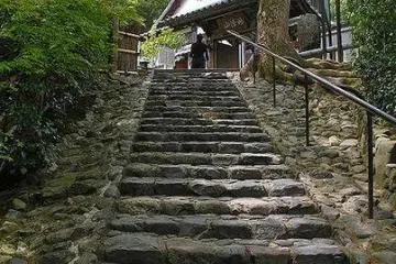 Stairs transport you through the temple's gardens to the entrance.