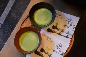 Tea is served with small Japanese sweets