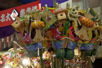 Komazare lucky bamboo rakes at Ebisuko Festival