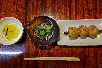Dinner with gohei-mochi