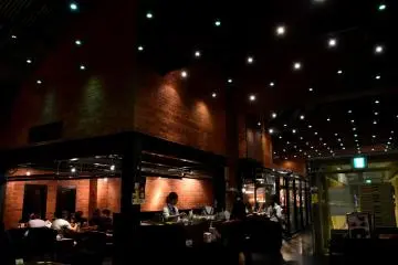 Lights on the ceiling twinkling like stars in the night sky