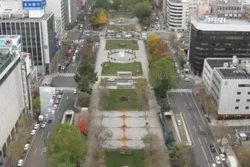 A daytime shot shows the park from above
