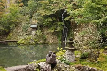 Waterfall and pond at zen garden