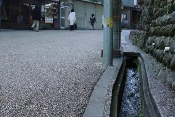 Streetside waterway carrying pure, clear water