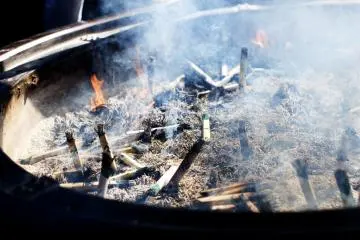 Bundle of incense in the burner