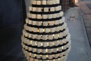 Lamp on display outside the Imai Residence