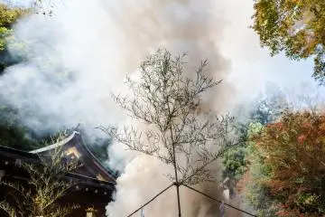 Smoke filled the air