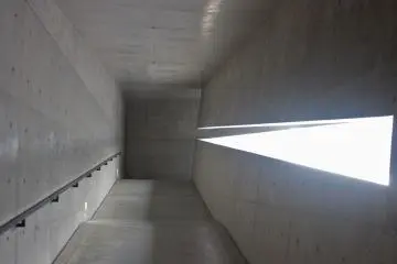 In Chichu art museum, even the entrance hallway is artistically designed with a beautiful aesthetic
