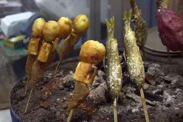 More varieties of grilled skewers can be found at different shops along the way