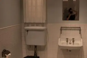In 1914, the first flushing toilet was invented and looked like this