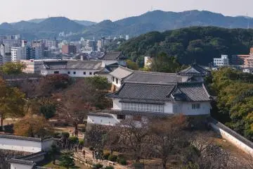 A view of the west bailey from inside Himeji Castle