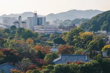 An autumn view over the city as seen from Himeji Castle