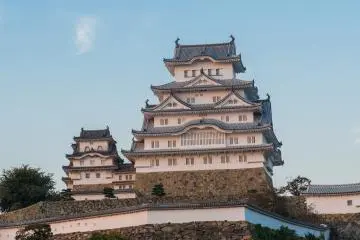 Himeji Castle glowing in the light of sunset