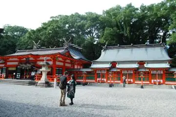 Young couple presenting their baby to the Kumano Kami