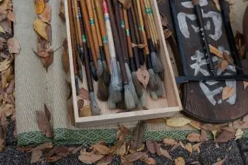 Autumn leaves provided a great backdrop to everyone's goods for sale