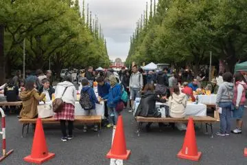 People lined the streets to eat, laugh and drink
