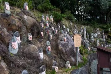 Lines of Jizo surround the Aizendo temple.