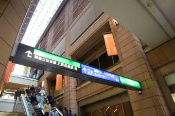 The signs leading you to the 2nd floor where the elevators are