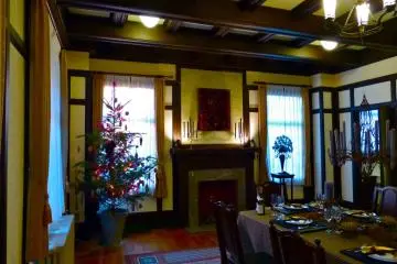 The dining room with Christmas decorations